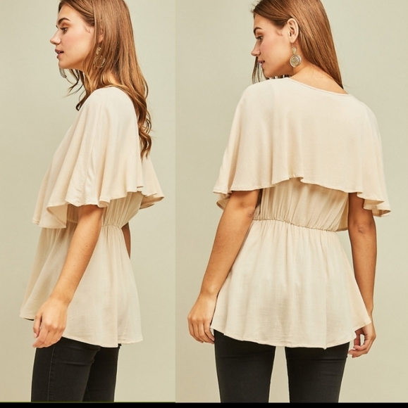CAPE RUFFLE BLOUSE - Picture 2 of 4
